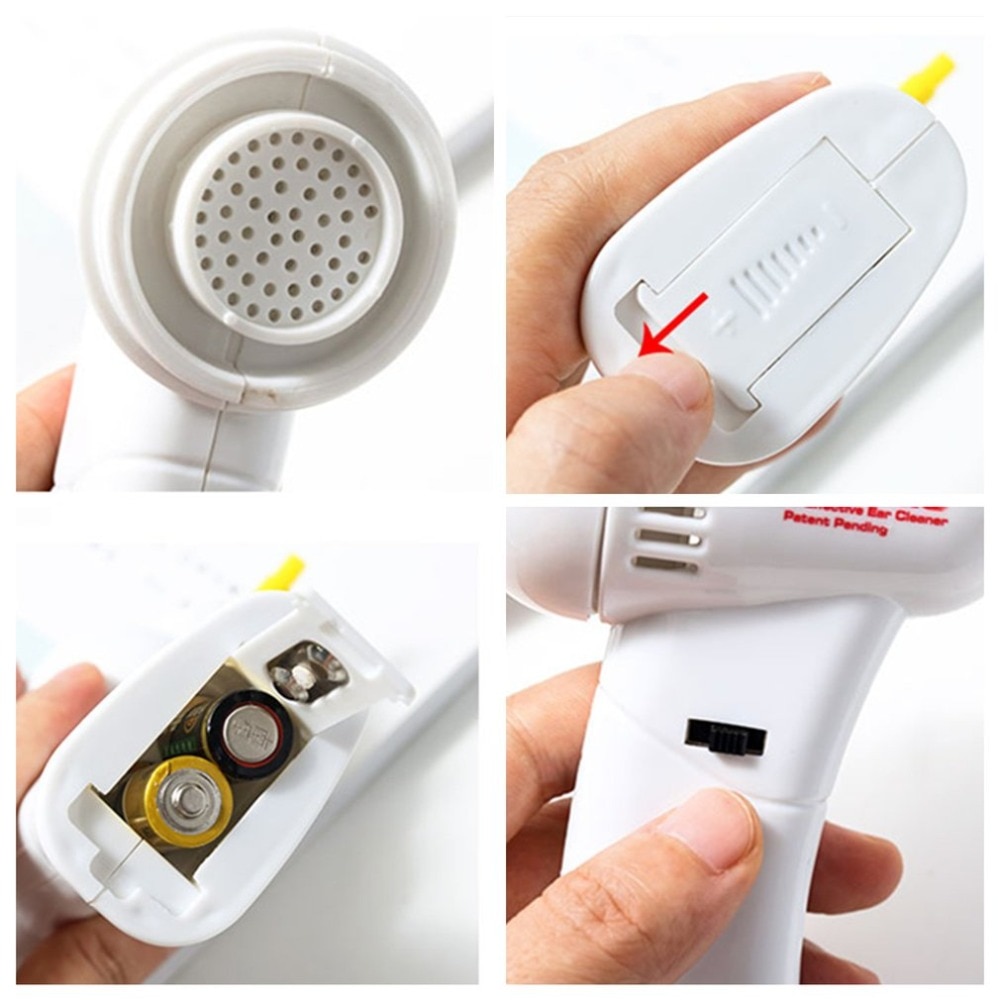 Battery Power Electronic Ear Vacuum Cleaner Painless Ear Wax Vac Removal Ear Care Health Tool With Soft & Safety Head