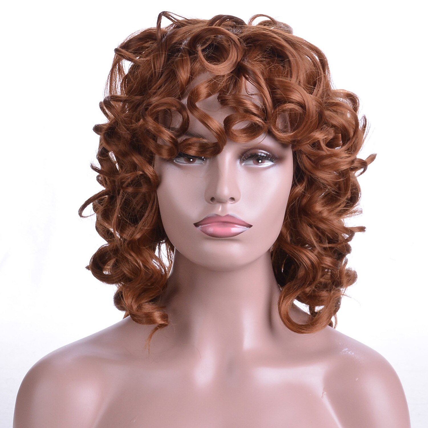 Gnimegil Synthetische Kort Haar Afro Krullend Pruik Met Pony Zachte Pluizige Krullen Wave Schouder Lengte Natuurlijke Pruiken Voor Zwarte Vrouwen: Brown