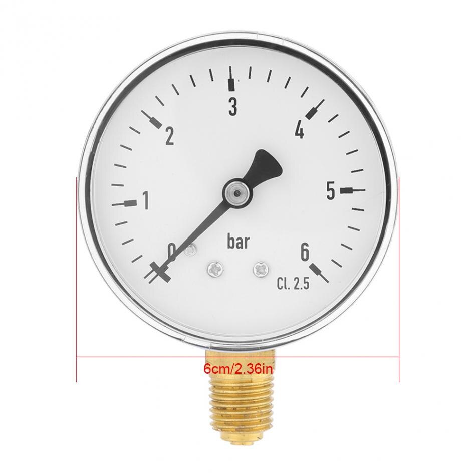 0-6bar 1/4" NPT Thread Pressure Gauge Side Mount Manometer 6cm Dial Plate For Fuel Oil Water Pressure Measuring Tools