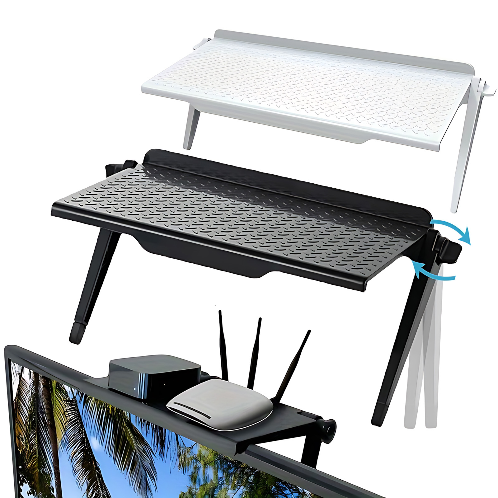 Estante de almacenamiento multifuncional para pantalla de TV, organizador para pantalla de ordenador y enrutador, que ahorra espacio, accesorio de decoración del hogar
