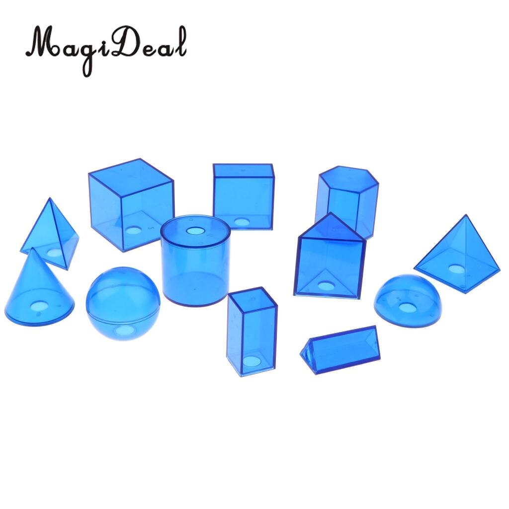 12 pieces Plastic Geometric Solids - 3D geometry Exploring Volume Shape Visual Aids Mathematics Math Educational Student Toy
