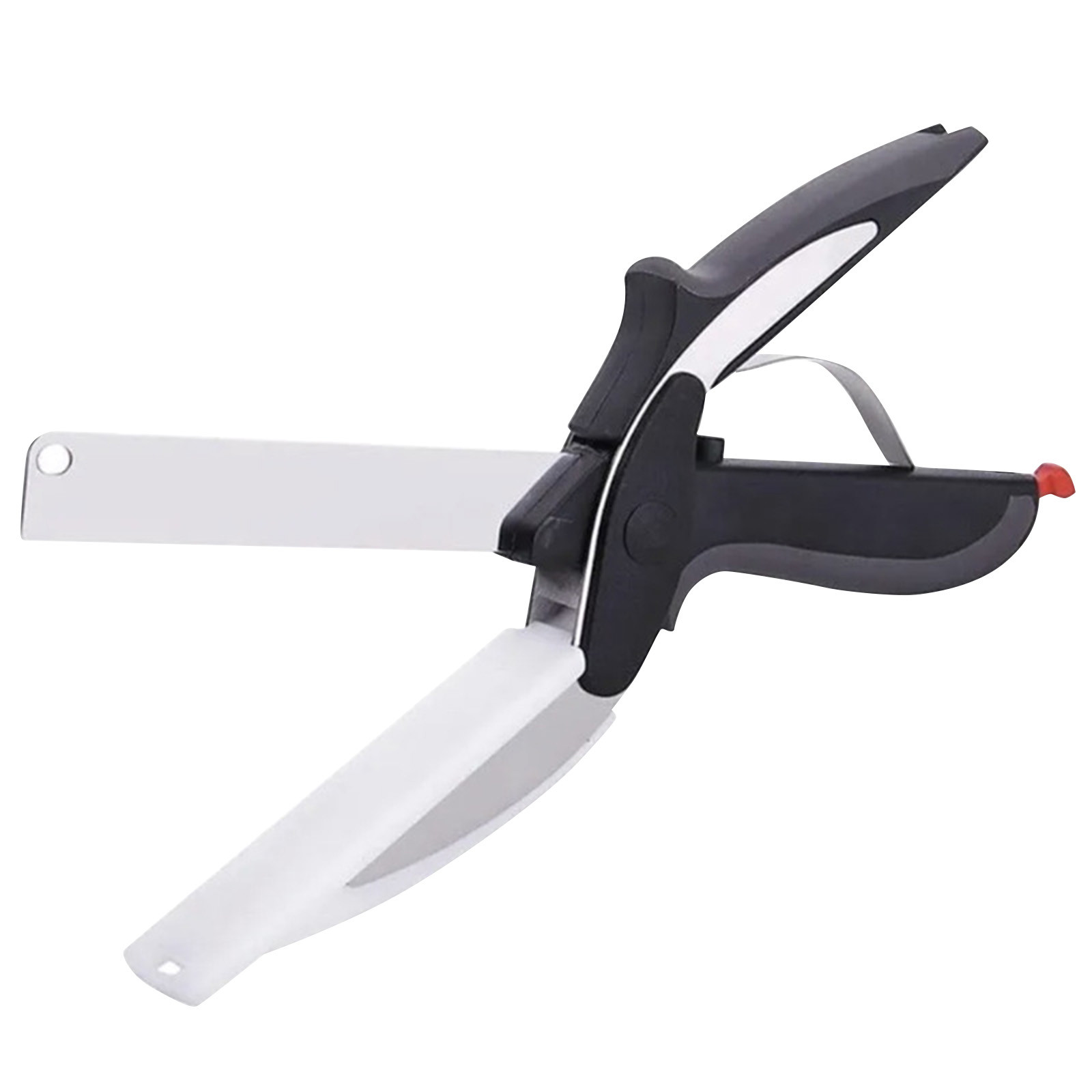 Premium Chop Scissors Cutting Board Scissors Vegetable Chopper Easy Cutter Multi-Function Kitchen Scissors With Waffle Knife: Silver