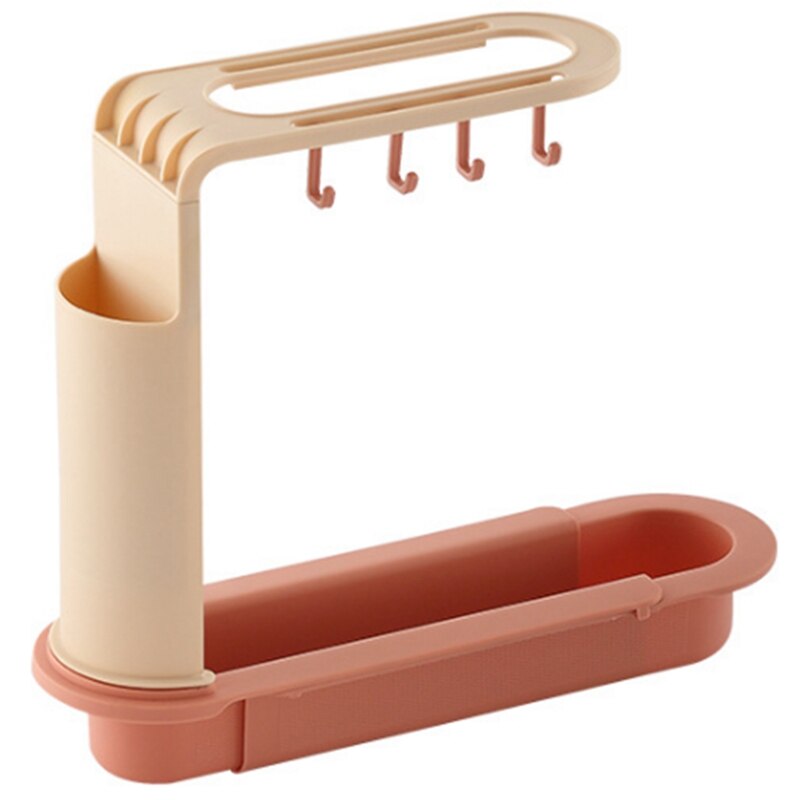 Retráctil rejilla para escurrir para fregadero de cuatro-Perchero de almacenamiento con gancho con trapo titular palillo jaula accesorios de cocina: Red