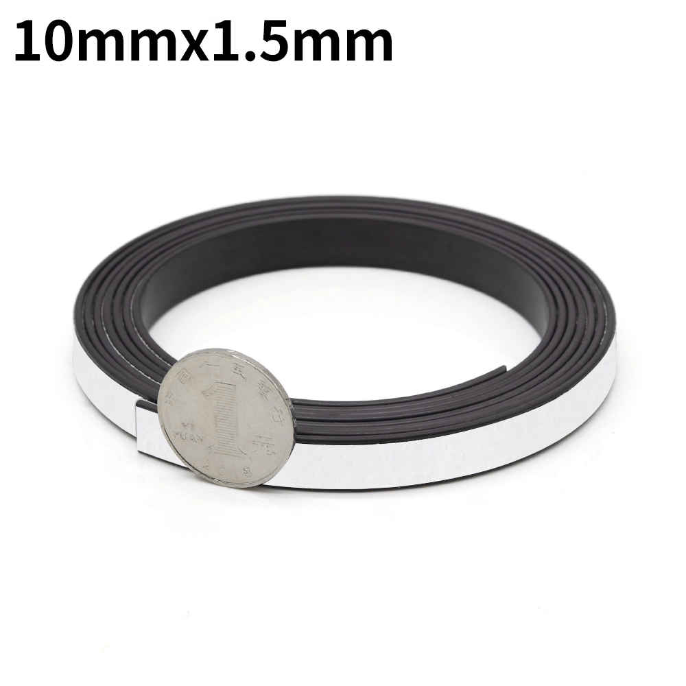 1 meter zelfklevende magneetstrip rubberen magneetband sterke flexibele magneetstrip voor koelkast fotoposters gratis snijden: Bruin