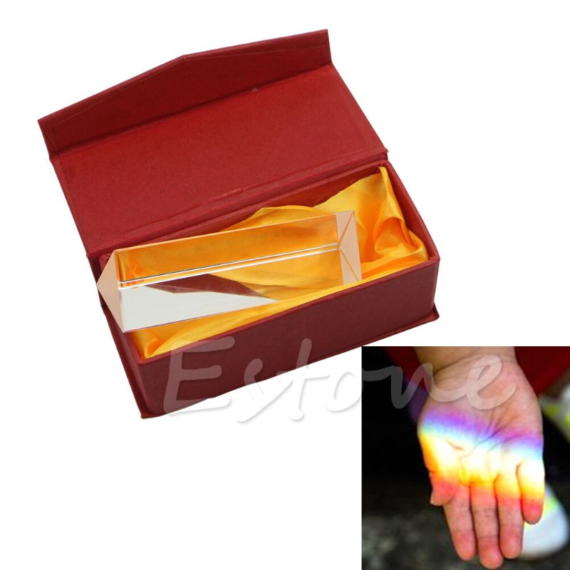 10cm 4" Optical Glass Triple Triangular Prism Physics Teaching Light Spectrum