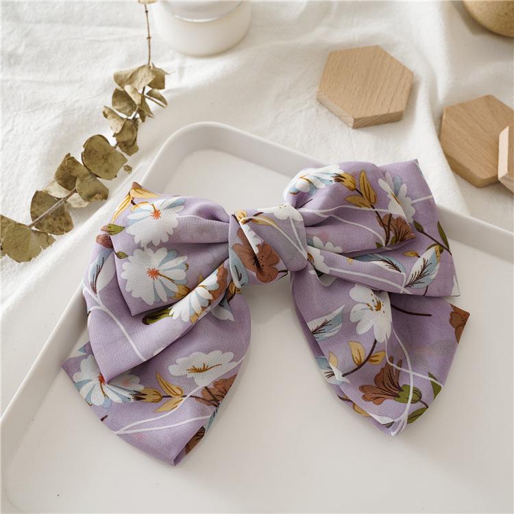 1 pièces Barrette à cheveux pinces à cheveux florales grand grand arc épingle à cheveux pour les femmes dames en mousseline de soie fleur pinces à cheveux accessoires de cheveux à la main: 1