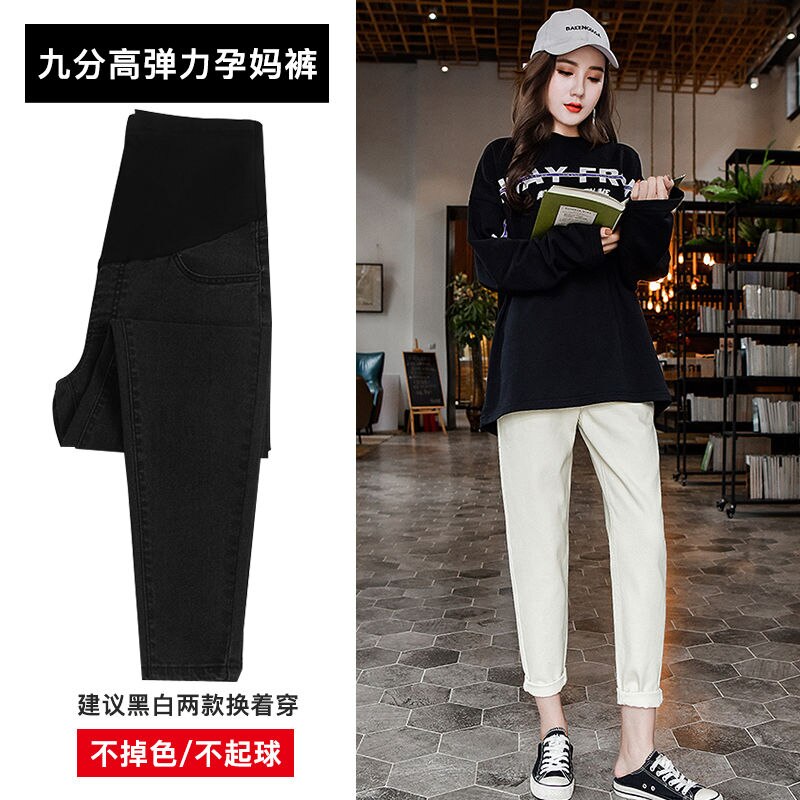Winter Fleece Loose Cooton jeansy ciążowe ciążowe spodnie ciążowe dżinsy typu Boyfriend spodnie ciążowe dla kobiet w ciąży ubrania