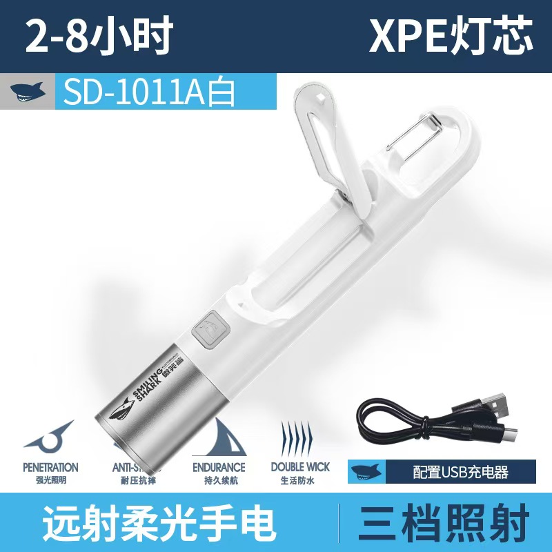 Xiaomi SMILING SHARK Outdoor Mini Flashlight Portable Strong Lights Variable Focus Travel Camping Fishing Walking Lighting Lamp: Blue