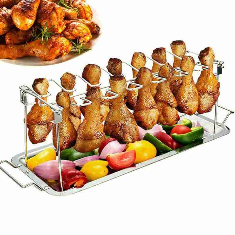 Narzędzie robić grilla ze stali nierdzewnej, grill robić kurczaka, składany, zlew robić udka kurczaka z uchwytem na patelnię, skrzydło grilla robić grillowania  n1 godz. 7