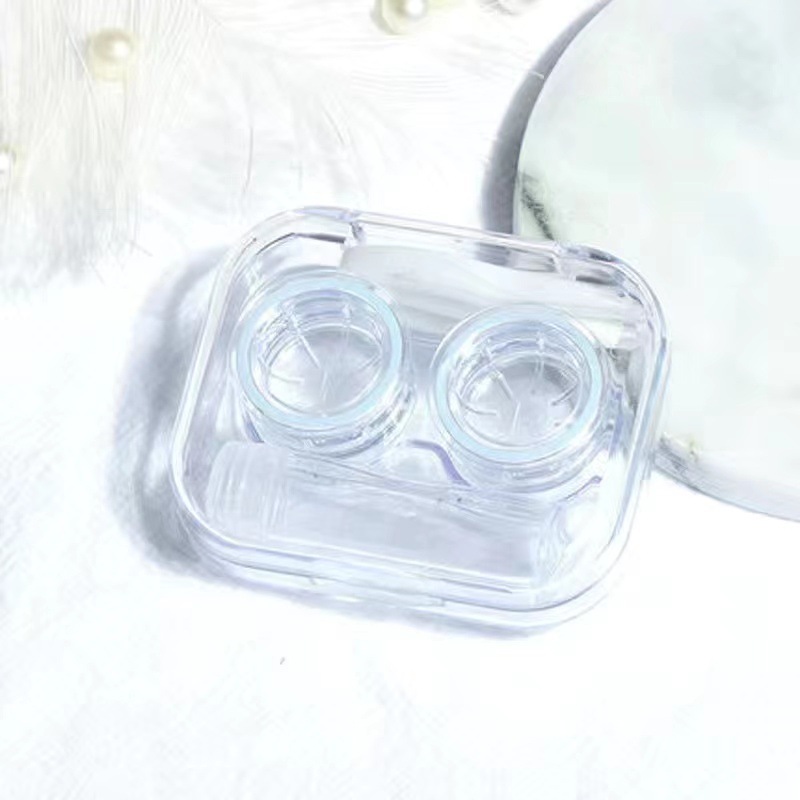 콘택트 Plastic Contact Lens Cases Simple Oval Transparen Portable Eye Contacts Lenses Holder Box Case with Tweezers Remover Tools: WHITE