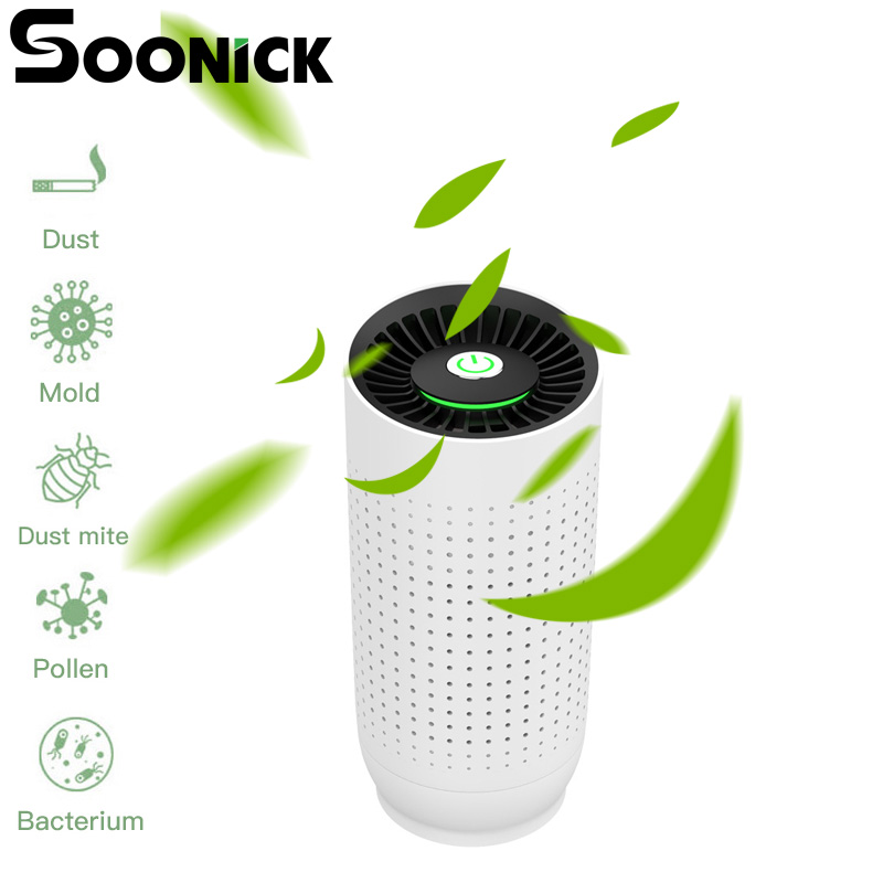 SOONICK Car Air Purifier Smart Sensor Mini Air Purifier Automatic Speed Adjusted USB Portable Auto Air Freshener For Car Home