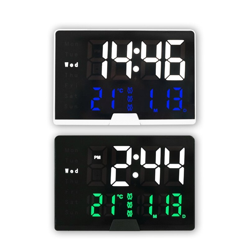 Electric Digital Alarm Clock Led Mute Time Clock Smart Temperature Date Display for Home Bedroom Dormitory 2022