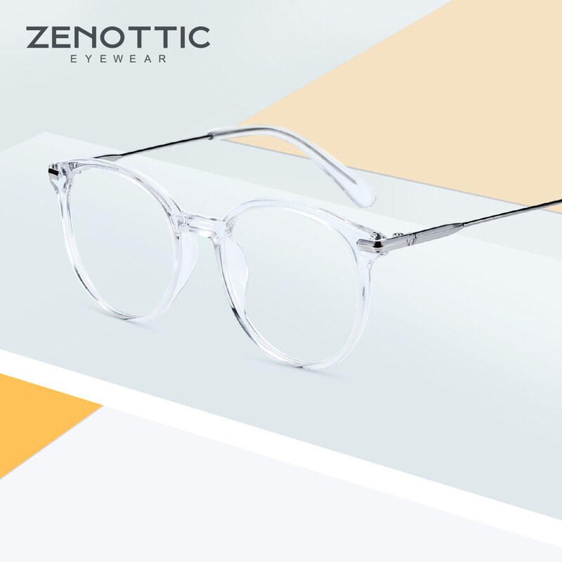 ZENOTTIC-gafas redondas Retro de acetato para mujer, montura transparente para miopía óptica, ultraligeras, Vintage