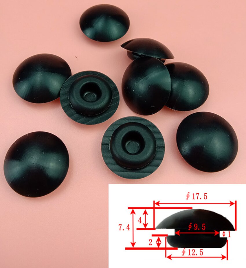 10 Stks/partij 9.5Mm Snap-On Gat Stekkers Zwart Silicone Rubber Blanking End Caps Buis Inserts Seal Stopper