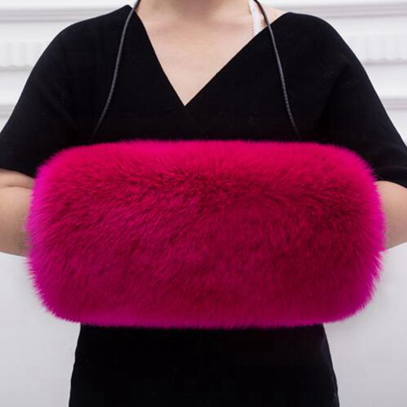 1 stk kvinder vinter muffe fluffy håndvarmer fortykkelse imiteret pels varme handsker handsker varmere tilbehør lww 9109