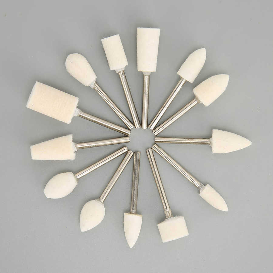 13Pcs Shank Wool Felt Polishing Buffing Wheels Bits Grinding Heads for Hand Held Polishing Drill Machine Rotary Tool Accessories