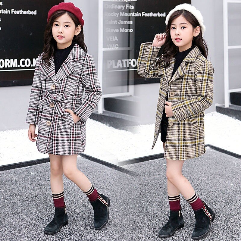 Nuovo Della Ragazza Dei Bambini del Cappotto di Autunno e di Inverno Modelli di Cappotto Della Ragazza Dei Bambini Cappotto Di Lana Nel Lungo Tratto Più di Ispessimento del Cotone 2-13T