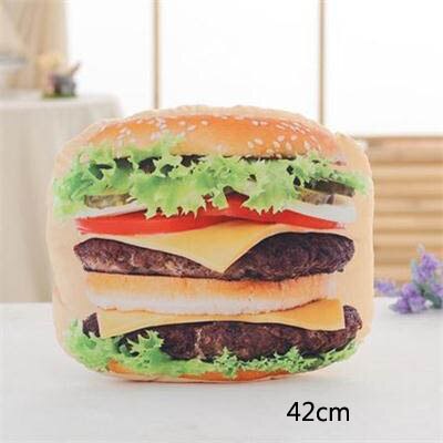 3d simulation mad pude rygpude sjov smør kiks brød hamburger tegneserie plys legetøj sofa stol pude siesta pude: Hamburger 42cm