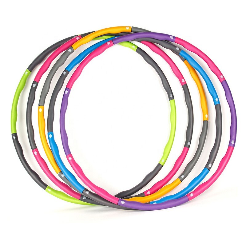 8 abnehmbare Knoten Erwachsene Abnehmbare Abnehmen Hoola Kreis Einstellbar Hula-Ring Bunte Hoola Band Fitnessstudio Fitness Ausrügestochen