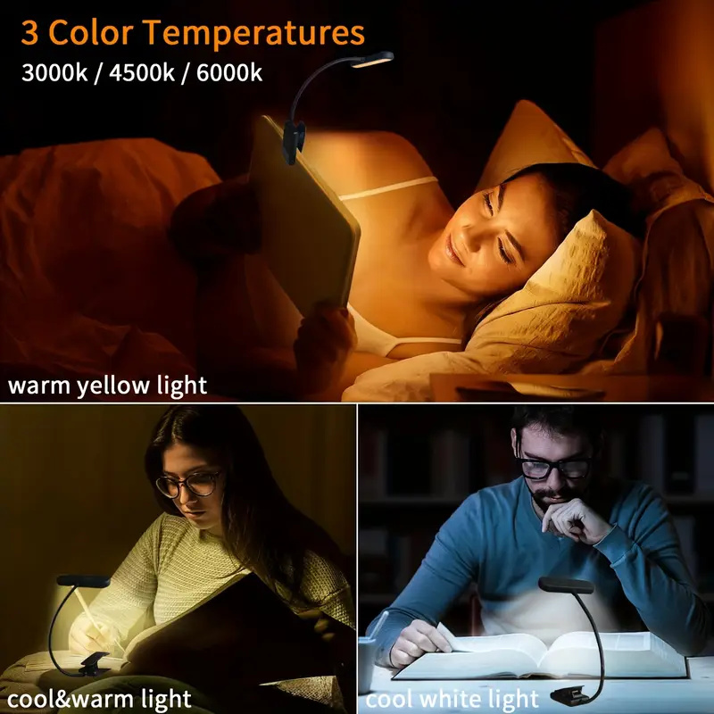 LED-boeklicht Leeslamp Oogzorgzame clip-on USB Oplaadbare dimbare lichtlamp Verstelbare flexibele nachtleeslamp