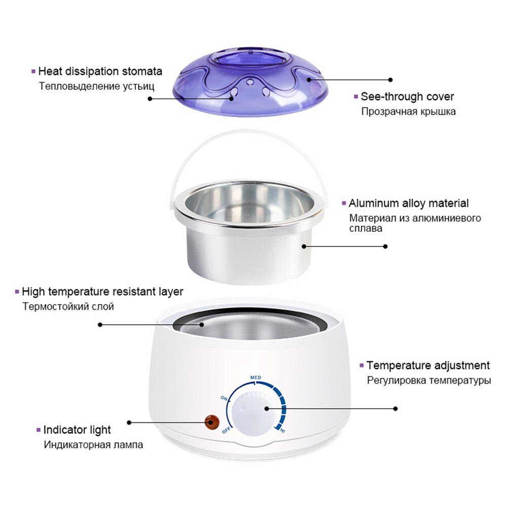 Máquina de depilación cera eléctrica calentador de cera SPA con 2 uds. De granos de cera y 20 piezas Uds. Depiladora de palos de madera UK/US/AU/EU Plug