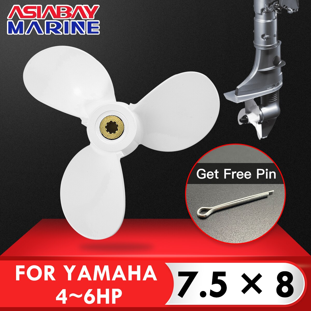 Voor Yamaha 4hp 5hp 6hp Buitenboordmotor Propeller 7 1/2X8 Boot Motor Aluminium Schroef 3 Blade 9 Spline Scheepsmotor Deel