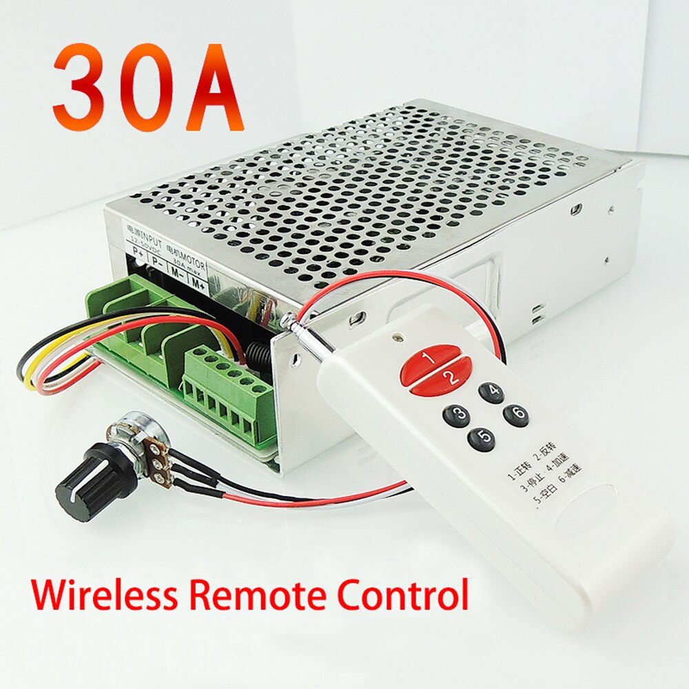 12-30V 30A Wireless Remote Control DC Motor Speed Controller Reversing Control