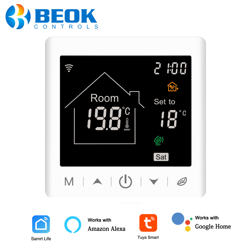 Beok – Thermostat Wifi pour chaudière à gaz, régulateur de température intelligent, Programmable pour pièce chaude, fonctionne avec Alexa