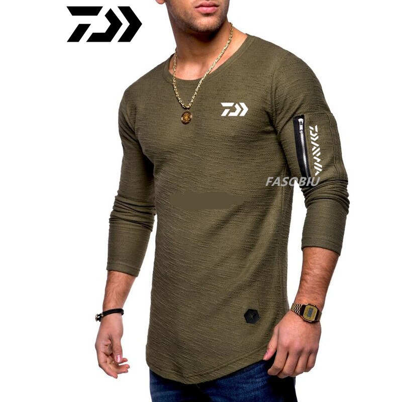 2021 nowych mężczyzna odzież wędkarska z długim rękawem Outdooe oddychające DAIWA t-shirty Plus rozmiar bawełniane ubrania wędkarskie sport Cashmere Tee: L / Picture color 3