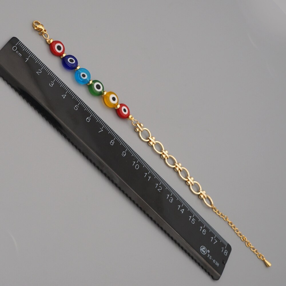 Go2Boho Turkish Evil Eye Bracelet For Women Jewellery Bohemian Colorful Bead Jewelry Golden Chain Bracelets