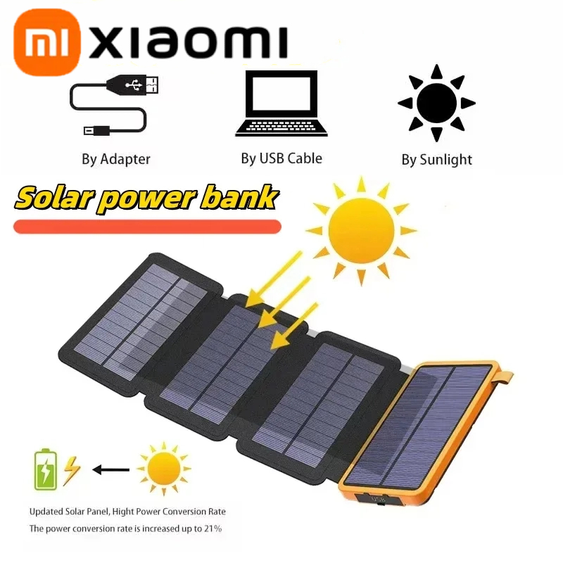 Xiaomi 200000mAH Solar Power Bank Folding Solar Panels 5V 2A USB Output Portable Outdoor Camping Sun Power For IPhone Android