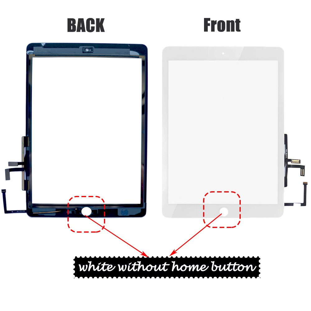 Voor Ipad Air 1 Touch Screen 5th Digitizer En Home Button Voor Glas Display Panel Vervanging A1474 A1475 A1476: white no home button