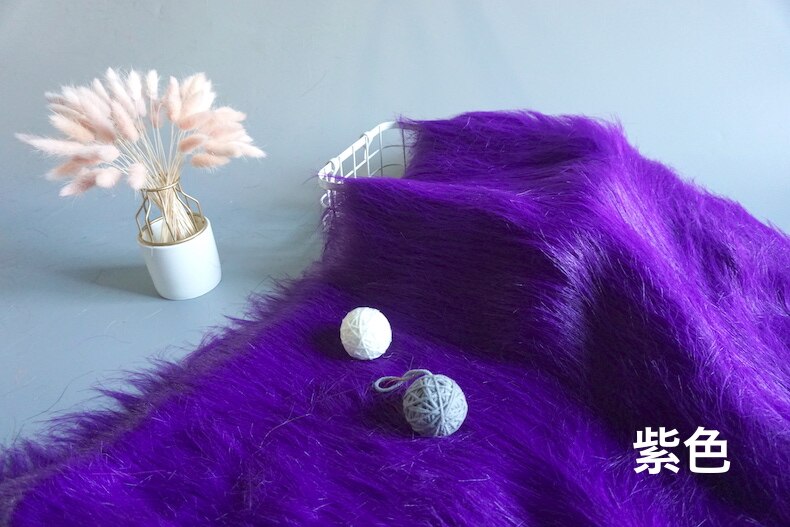 12 Cm Top Een Faux Bont Knuffel Stof 160 Cm Breedte Luxe Lang Haar Faux Fur Stof Voor Handgemaakte naaien Kleding Pop Bont: purple