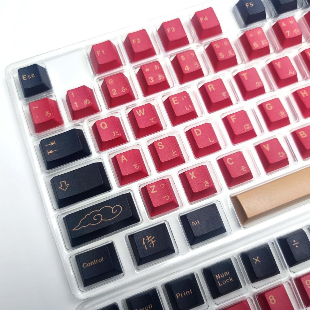 GMK-KEY Red Samurai Profile PBT Keycap Dye Subbed Japanese Keycaps for CHERRY MX Switches Mechanical Keyboard