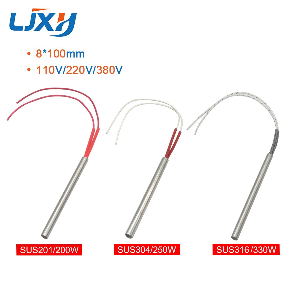 LJXH Cartouche Chauffage Élément Chauffant Unique 8x10 0mm/0.314x3.94 &quot;AC110V/220V/380V 200W/250W/330W pour Élément Chauffant Moule