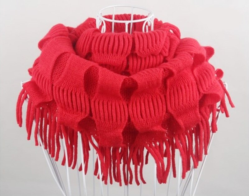 Naiveroo kvinders vinter bløde varme frynser kvaster halstørklæde hals ring wrap sjal strikkede tørklæder tilbehør solid: 5