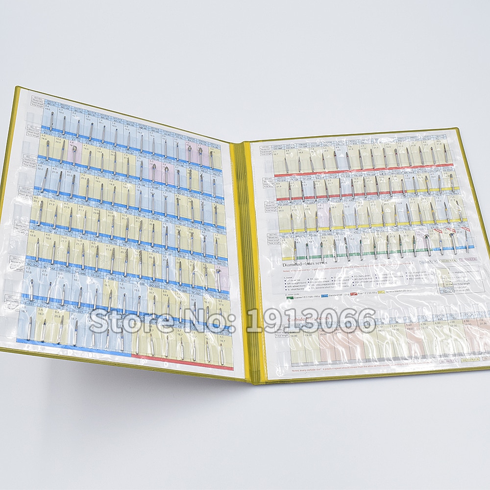diamond bur sample book 154 models/pcs diamond bur catalog dental material dental lab equipment FG burs