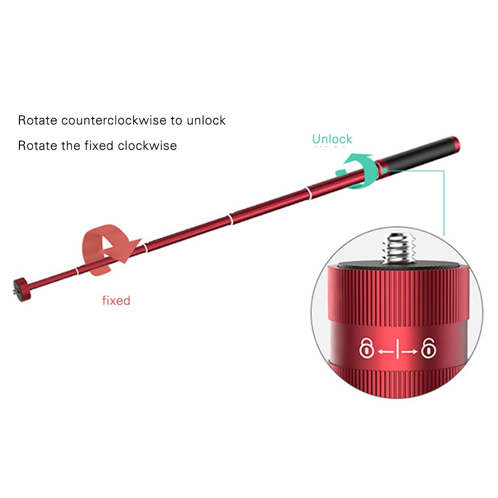 Extension Selfie Stick for Action Camera Aluminum Alloy Extendable Monopod with Drawstring Bag 1/4 Standard Screw QJY99