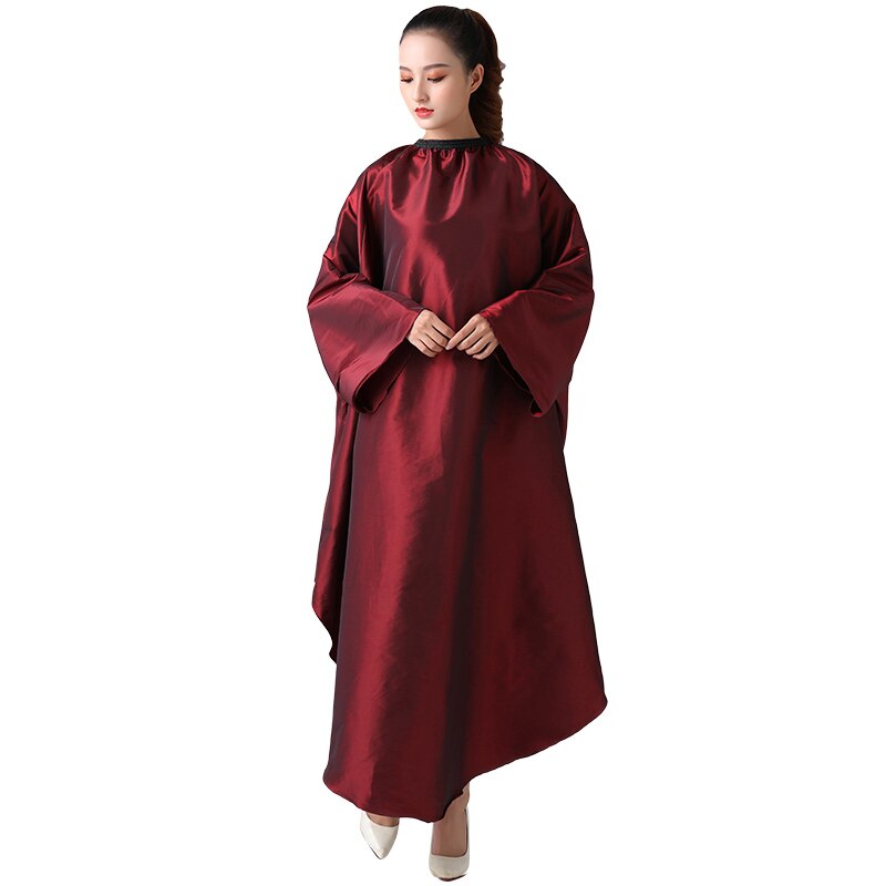 Salon Hair Styling Cape Hair Cutting Coloring Waterproof anti-static Hairdresser Apron With sleeves Barber Gown: Winered