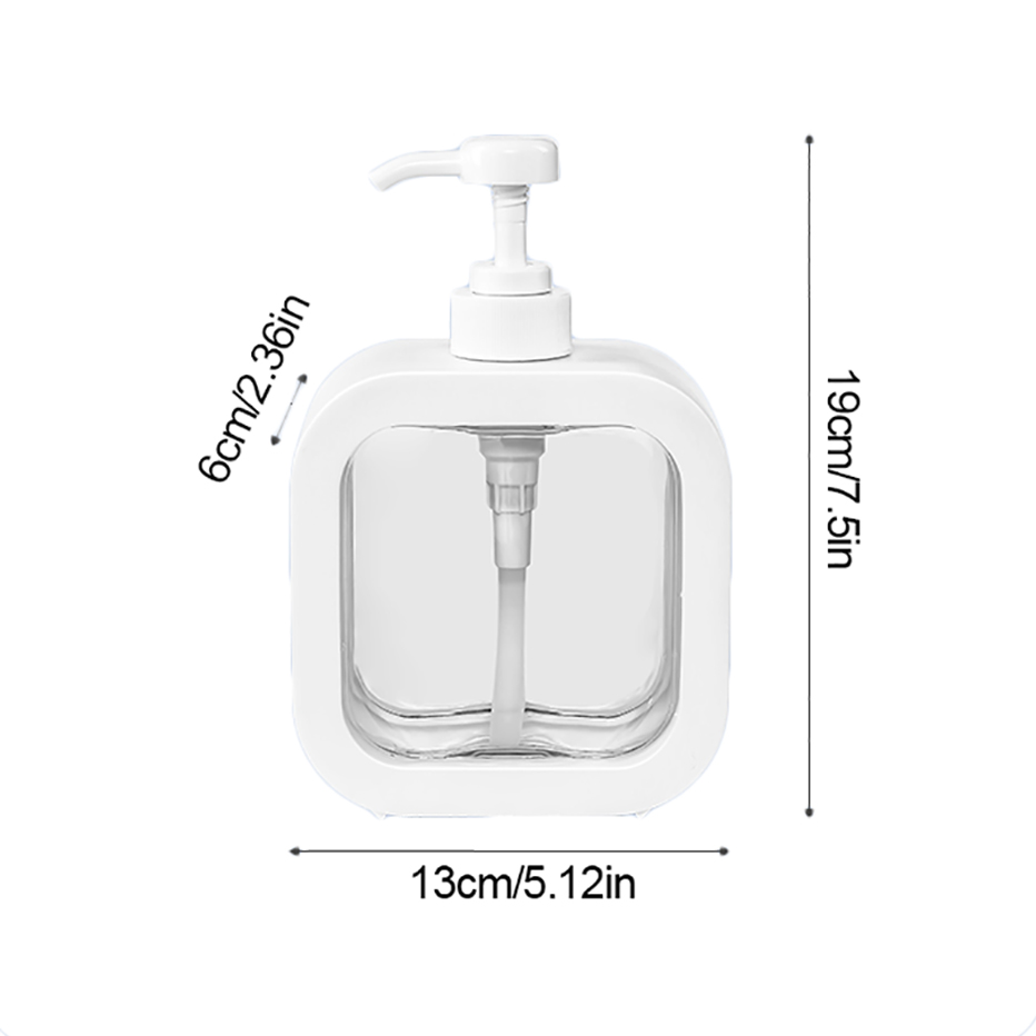 500ml Square Hand Soap Pump Bottle Refillable Empty Bottle for Laundry Detergent Shampoo Body Wash Softener Container: white bottle