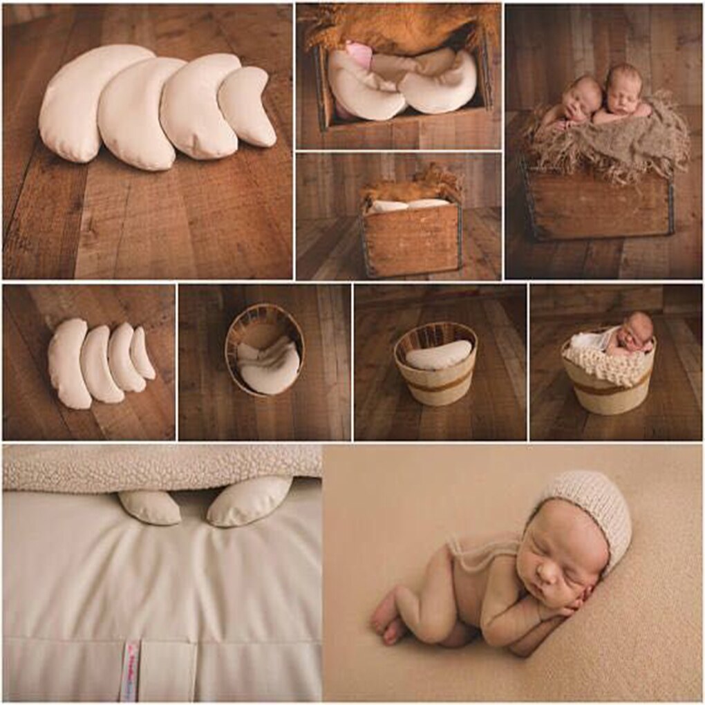 5 st / set nyfödda poserar baby fotografi rekvisita halvmåneform kuddar spädbarn småbarn kudde