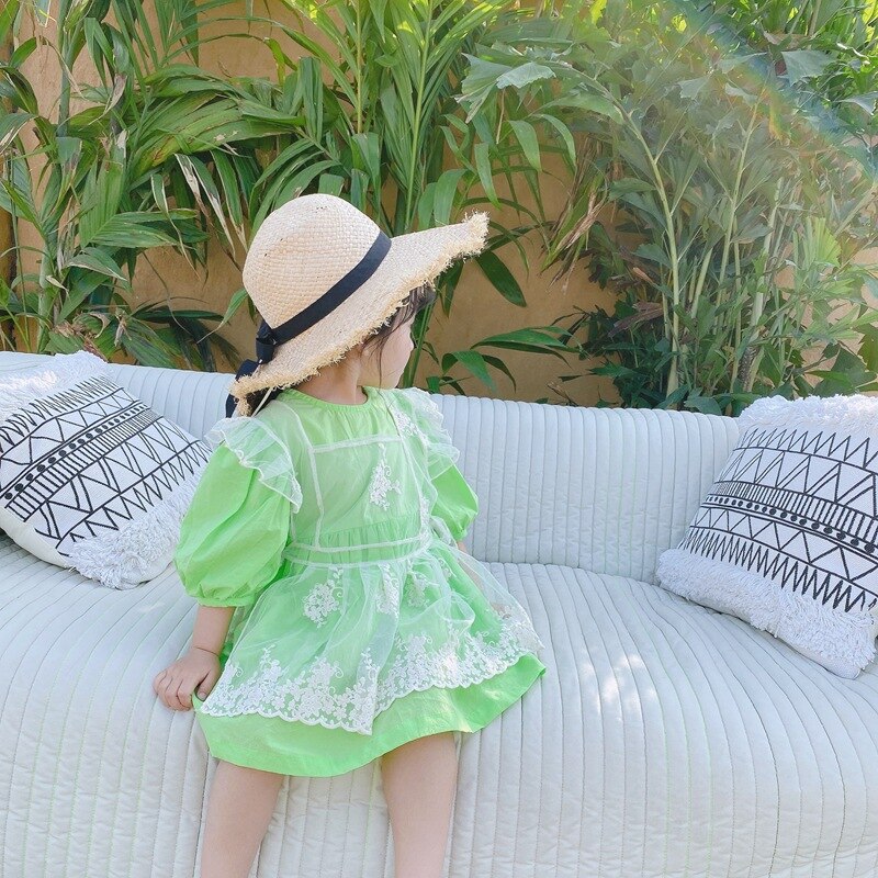 20 primavera e l&#39;estate nuovo arrivo abbigliamento per bambini ragazze pizzo fiore ricamo camicetta abito Sexy vuoto