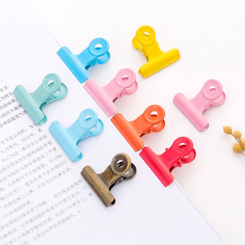 Clips de Metal Multicolor para niña, papel de oficina, documentos, carpeta, suministros escolares de oficina, 30mm, 2 uds.