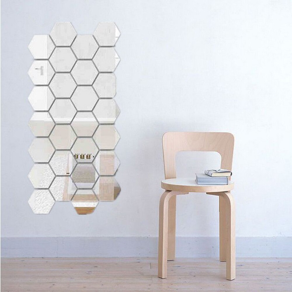 30 #12Pcs 3D Muur Spiegel Hexagon Vinyl Verwijderbare Muursticker Decal Home Decor Art Diy Home Decoratie Art spiegel Ornamenten: C