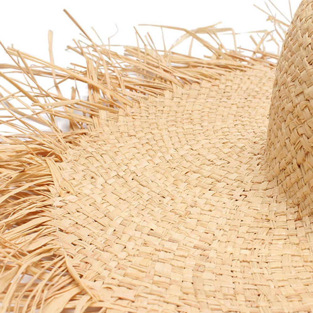 Sombreros de paja hechos a mano nuevos para mujer, sombreros de paja para el sol de gran , rafia Natural Panama, sombreros de paja para el sol para las vacaciones #060