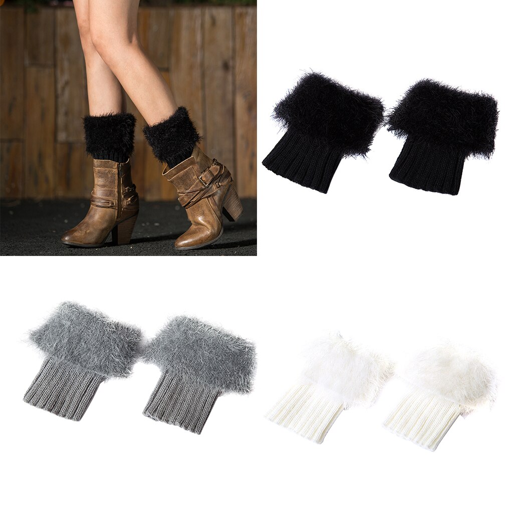 Calentadores de piernas con plumas artificiales para invierno