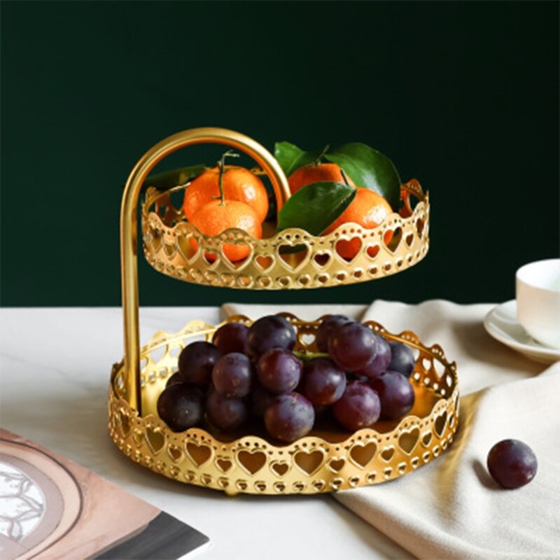 Plateau de rangement nordique , Double couche, assiette de fruits, plateau de stockage de cosmétiques, bijoux, boucles d'oreilles, présentoir organisateur,