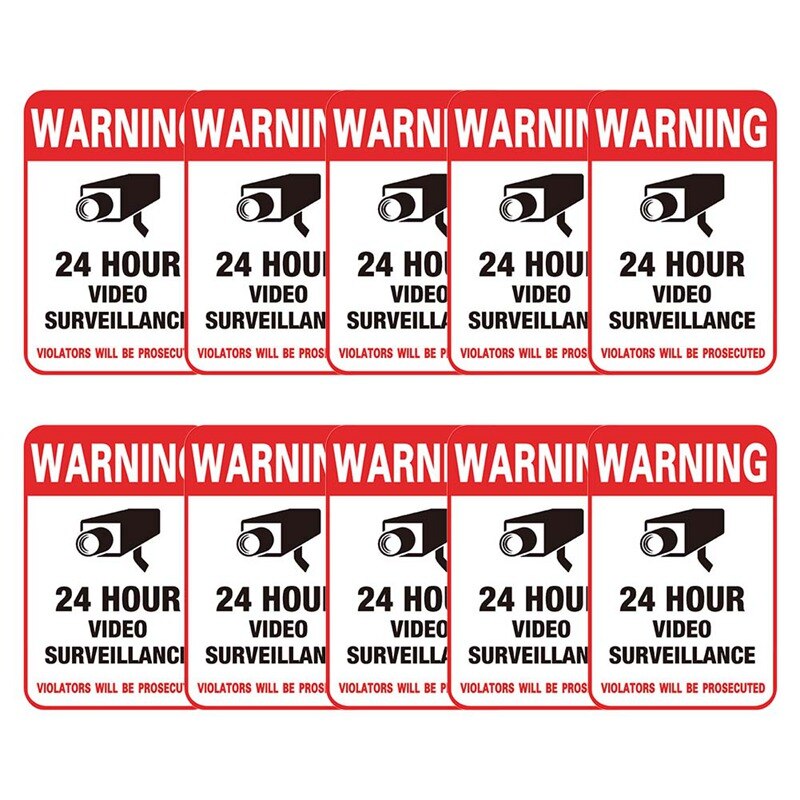 5 Stks/partij Thuis Cctv Video Surveillance Security Camera Alarm Waterproof Zonnebrandcrème Sticker Waarschuwingsticker Signs