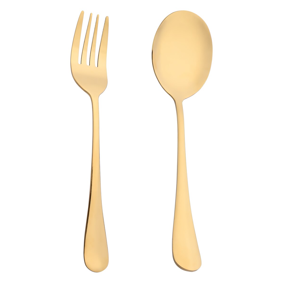 2Pcs Big Salad Serving Spoon Fork Set Mix Spoon Pot Porridge Tool Public Restaurant Serving Kitchenware Using Buffet Utensil: Gold A