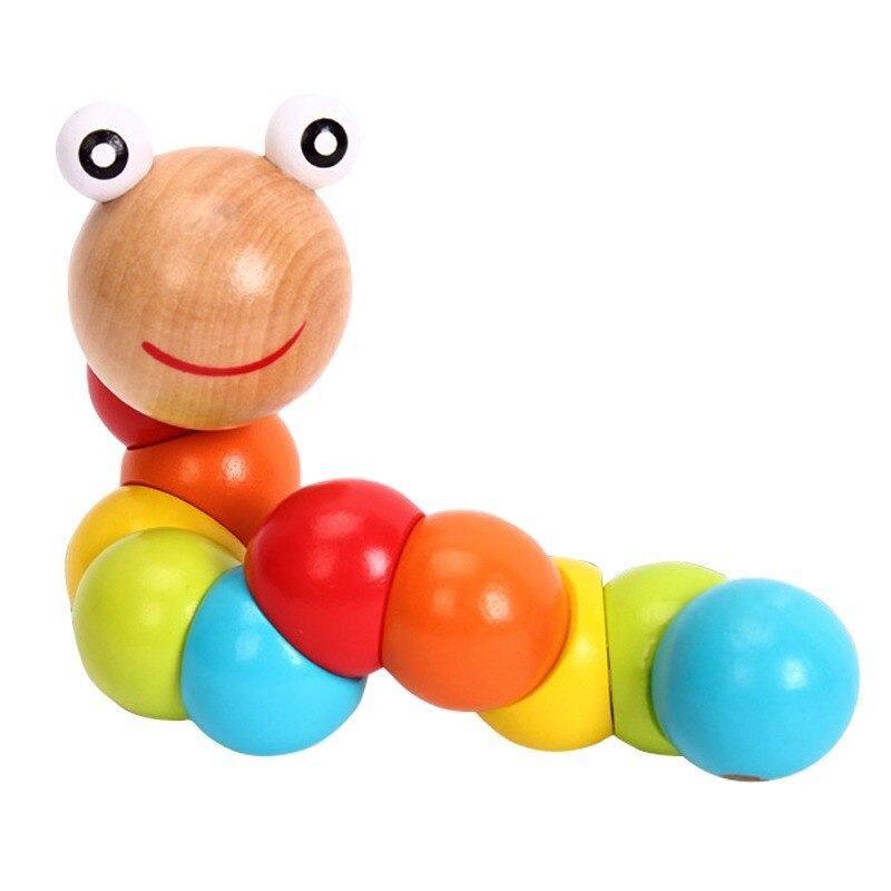 Worm Twist Puppet Cognition fun Educational Toys Changeable Shape Wooden Blocks Kids Colorful Caterpillar Baby Toy